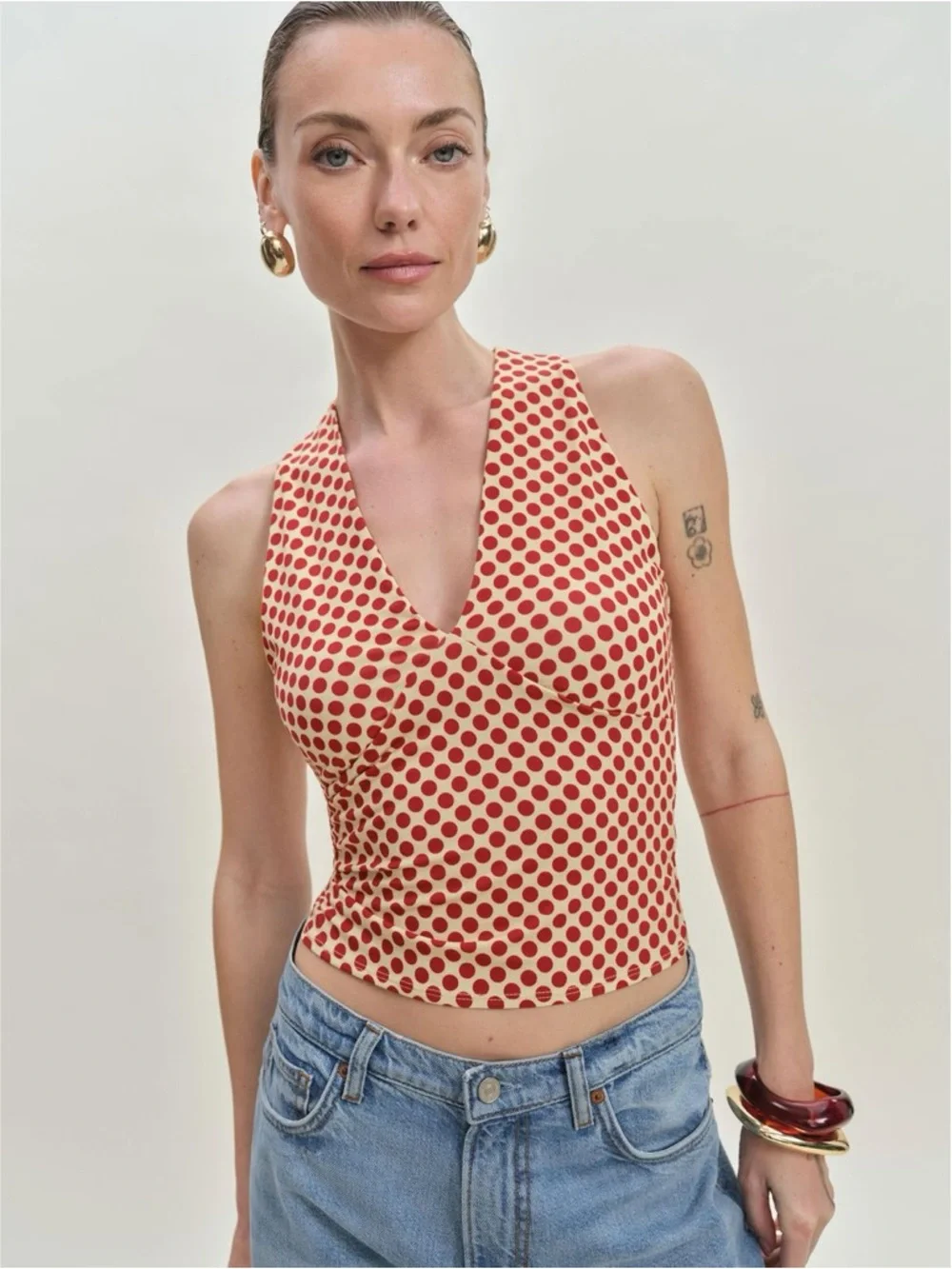 Reformation XS Bowie Red Polka Dot Top - Picture 4 of 4